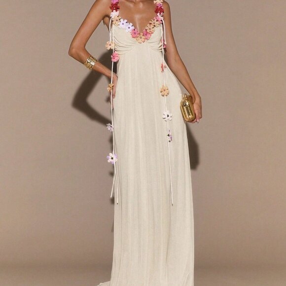 Apricot Women's Elegant Sexy Floral Long Dress - Picture 4 of 7